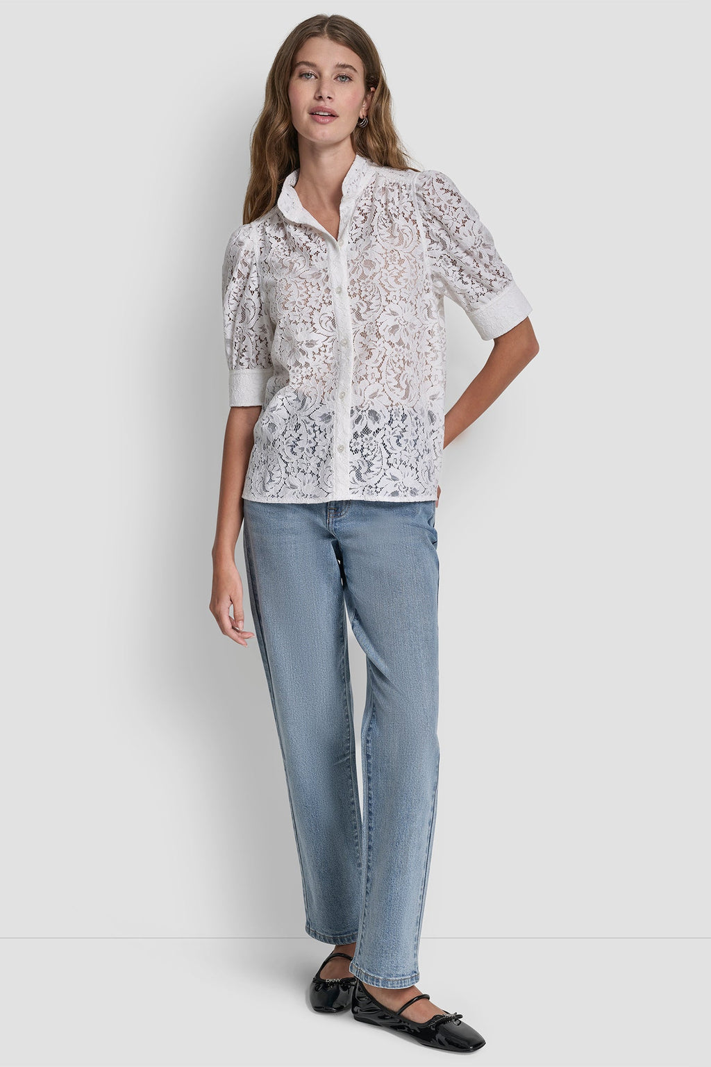LACE PUFF SLEEVE SHIRT