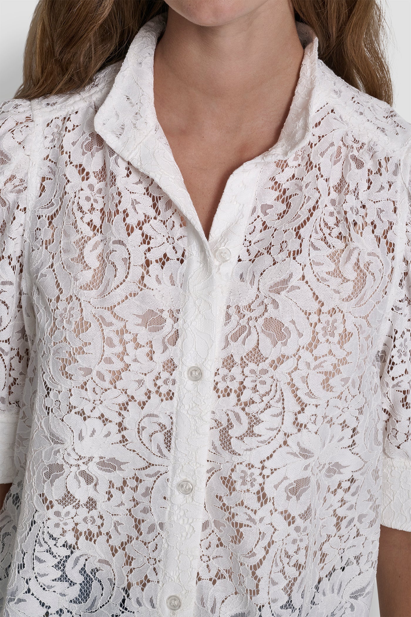 LACE PUFF SLEEVE SHIRT