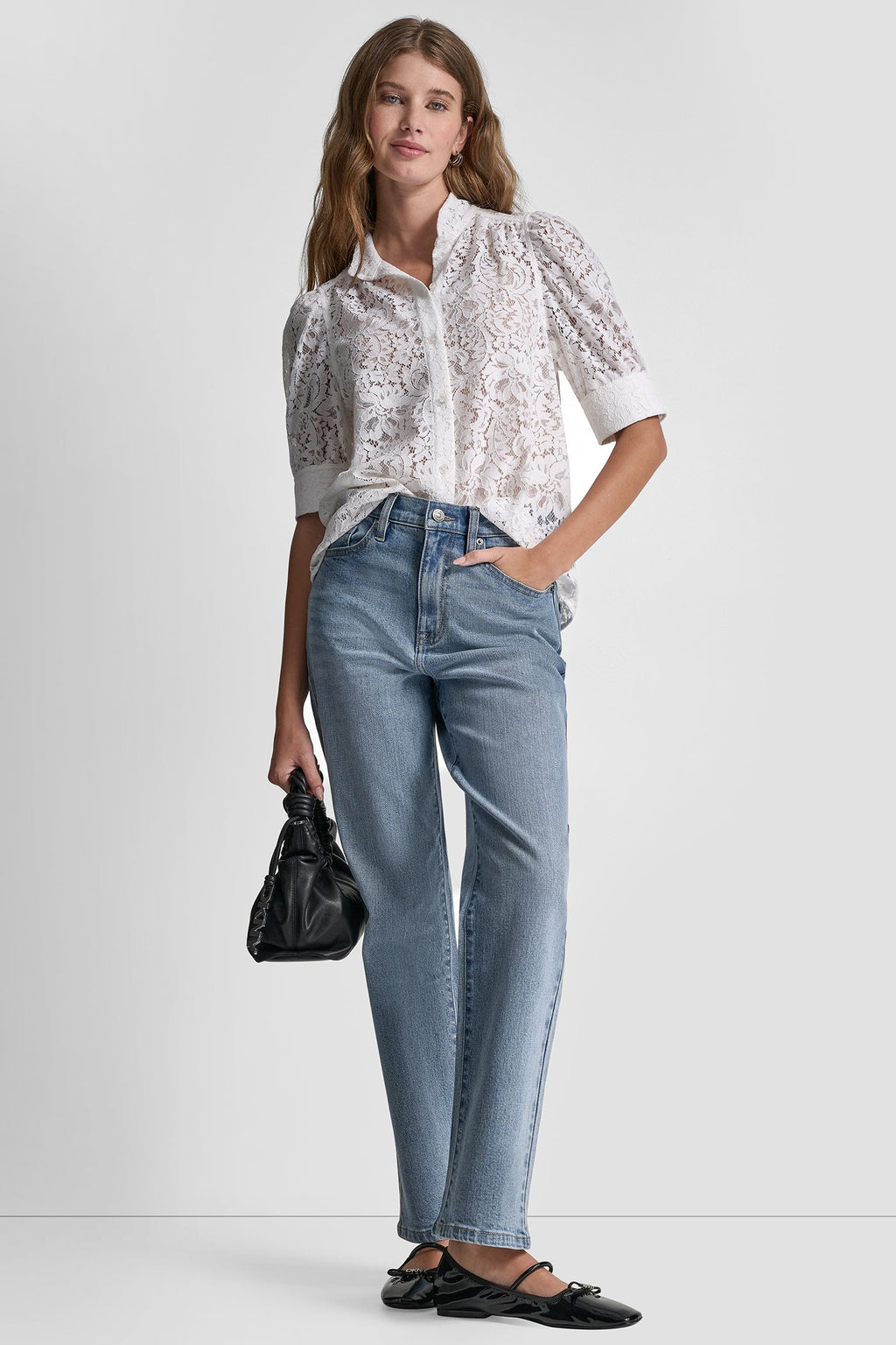 LACE PUFF SLEEVE SHIRT
