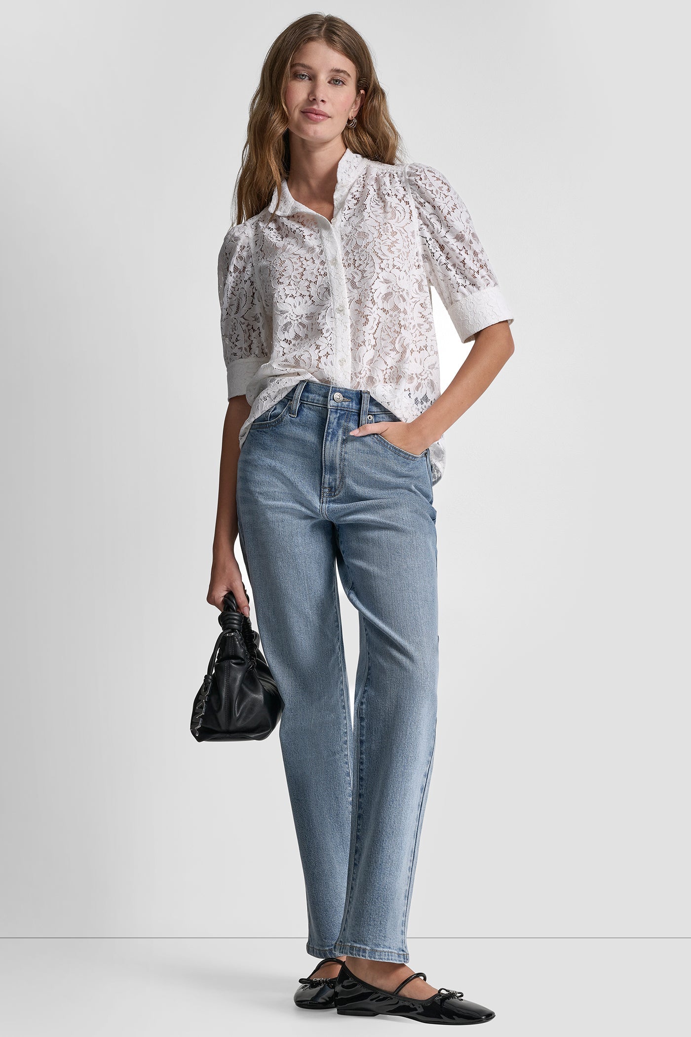 LACE PUFF SLEEVE SHIRT