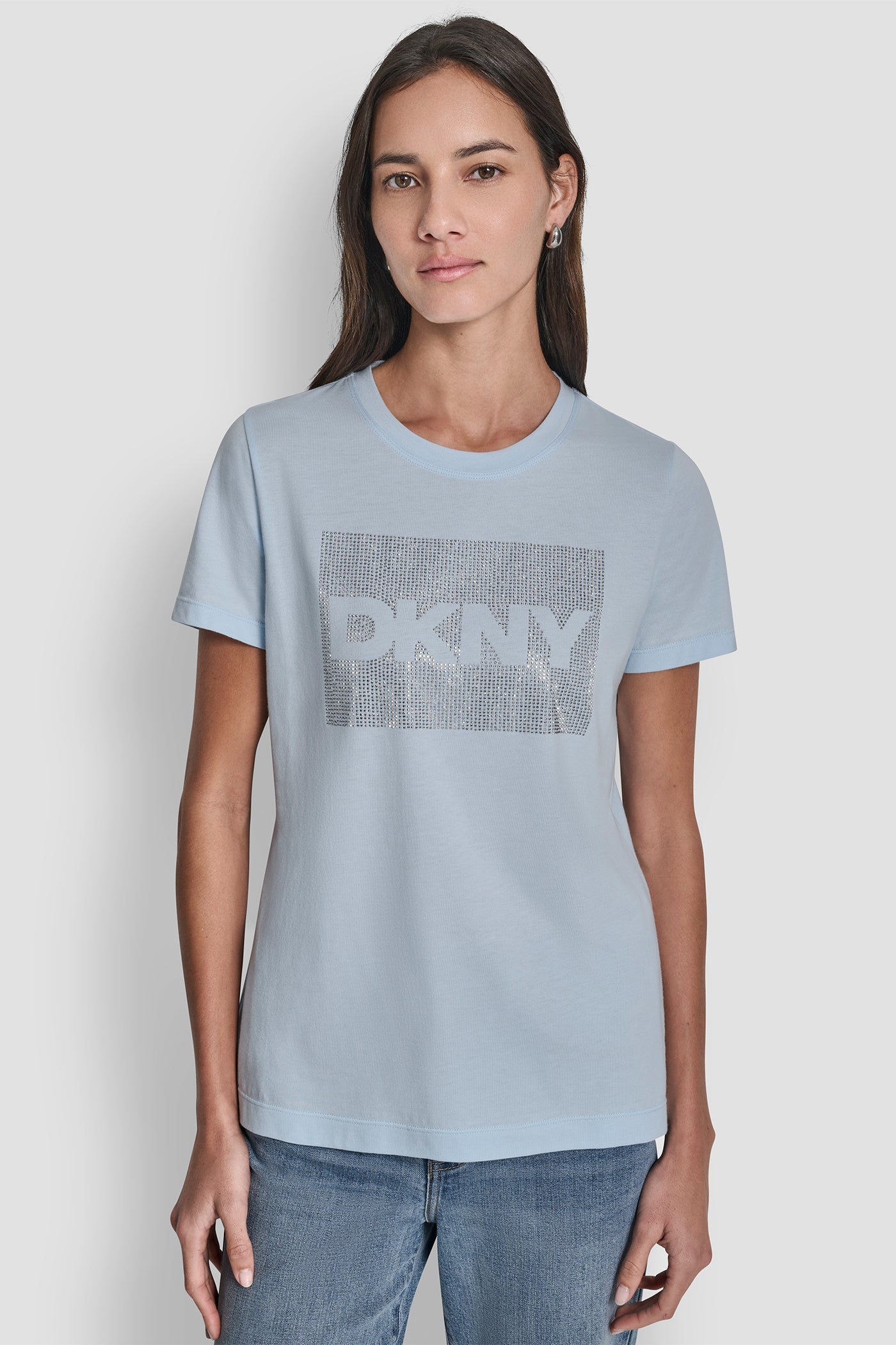 DKNY BOX RHINESTONE LOGO TEE