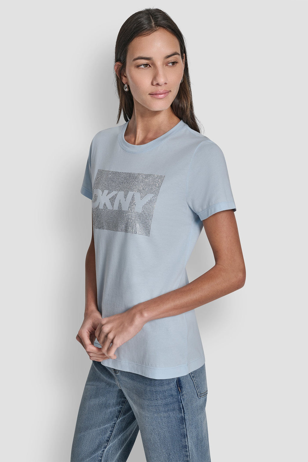 DKNY BOX RHINESTONE LOGO TEE