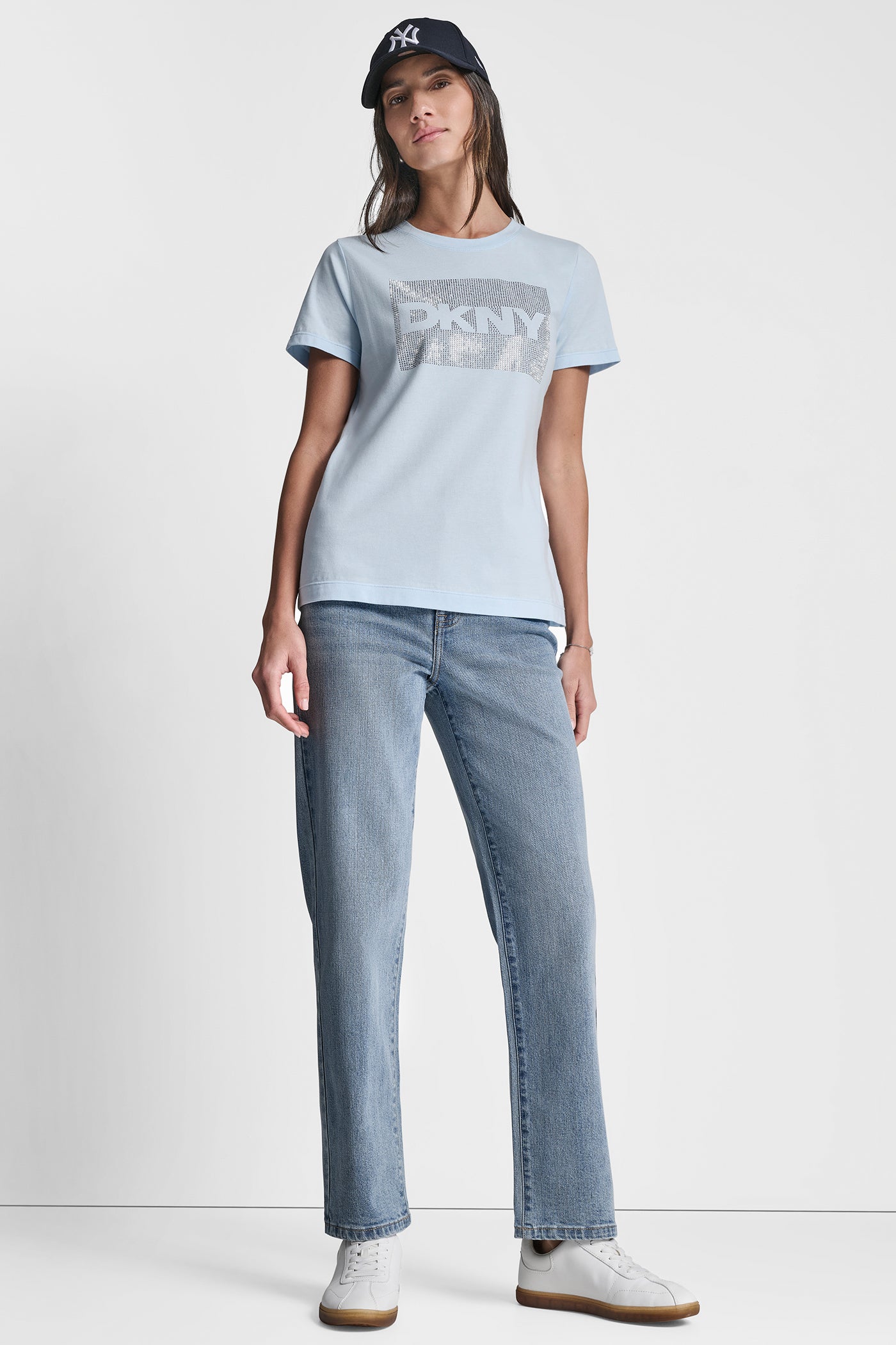 DKNY BOX RHINESTONE LOGO TEE