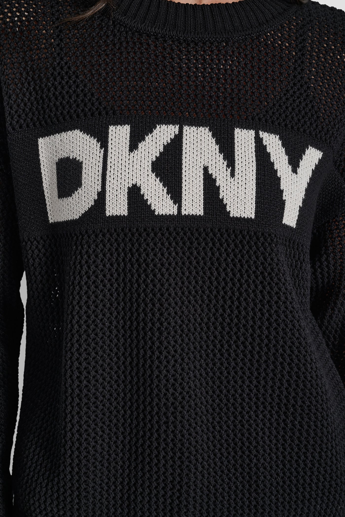 CREW NECK POINTELLE LOGO SWEATER