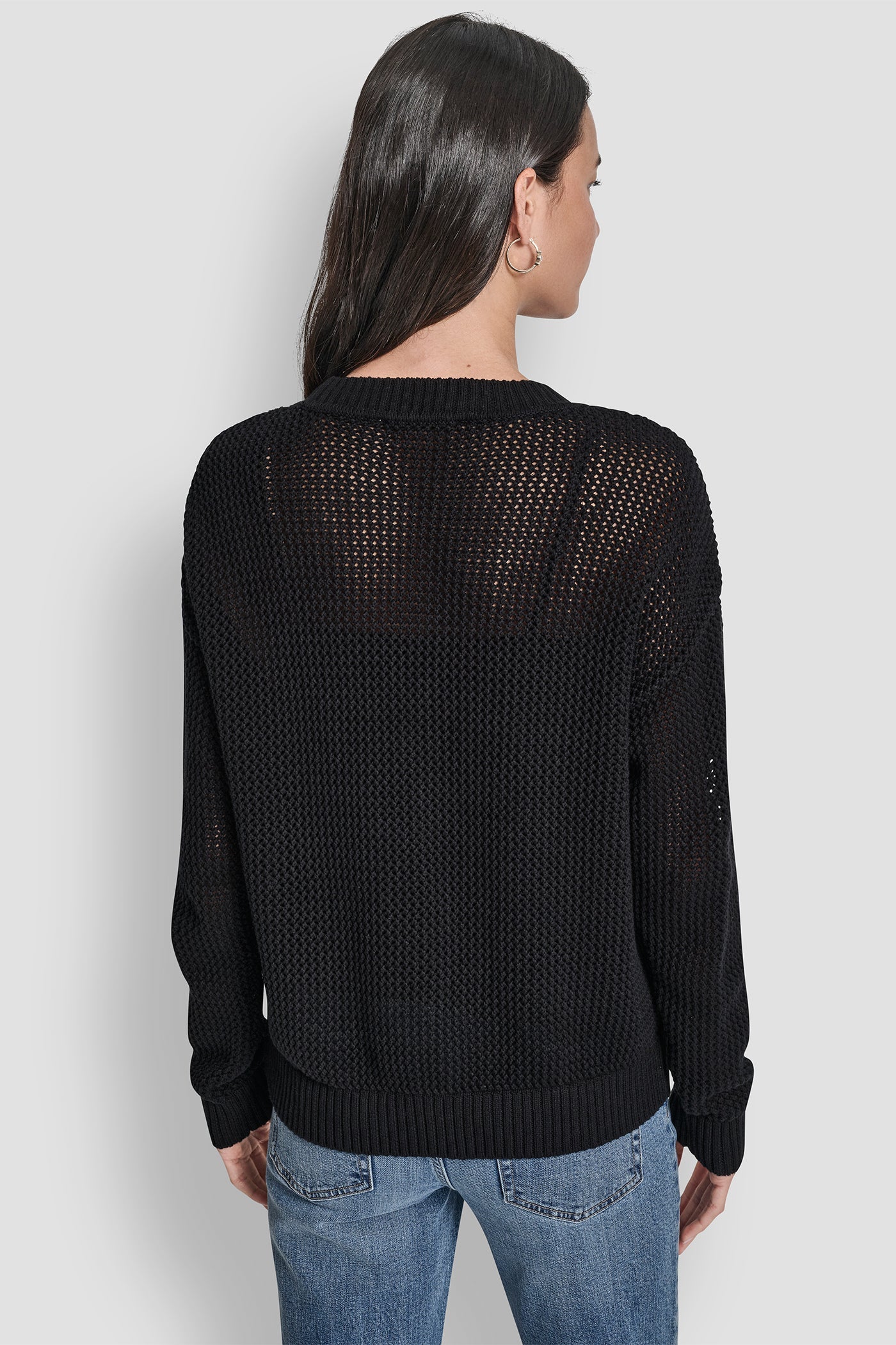 CREW NECK POINTELLE LOGO SWEATER