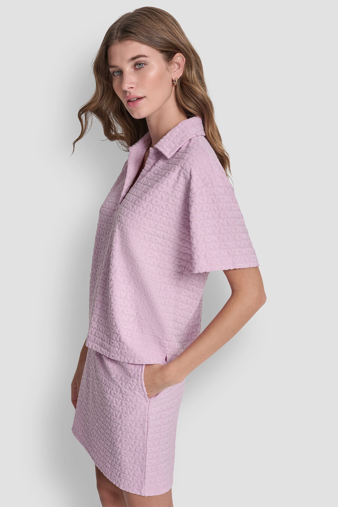 LOGO JACQUARD BOXY POLO TEE