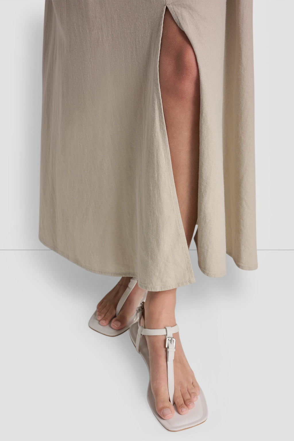 LINEN-BLEND TIE BACK MAXI DRESS