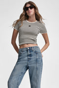 CREW NECK STRIPED TEE