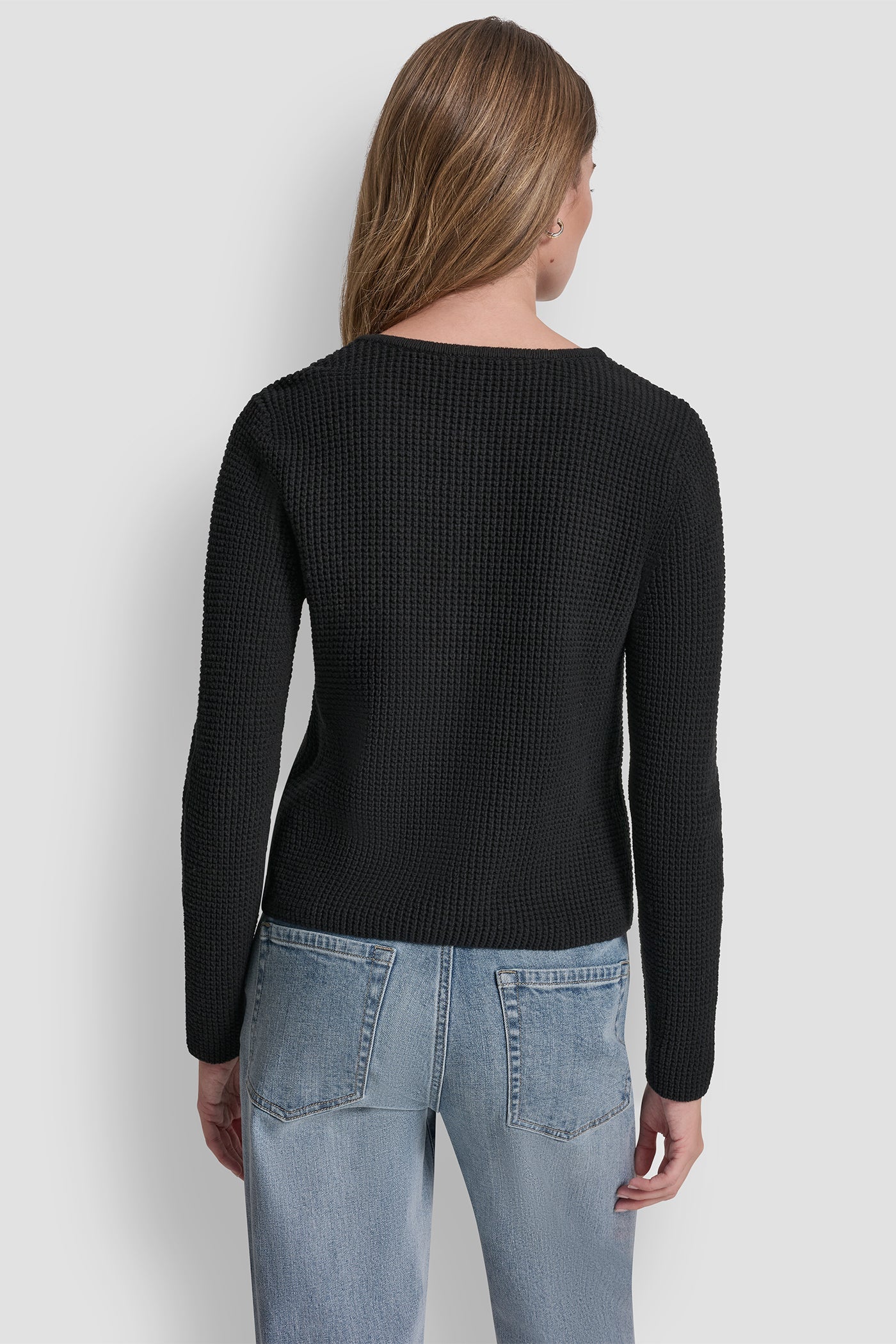 TUCK STITCH CREW NECK CARDIGAN