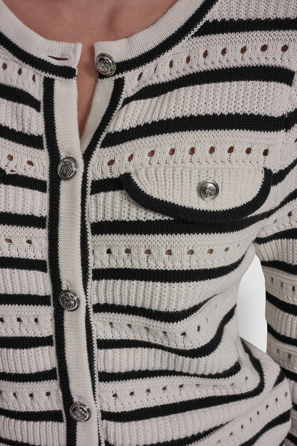 POINTELLE STRIPED CARDIGAN