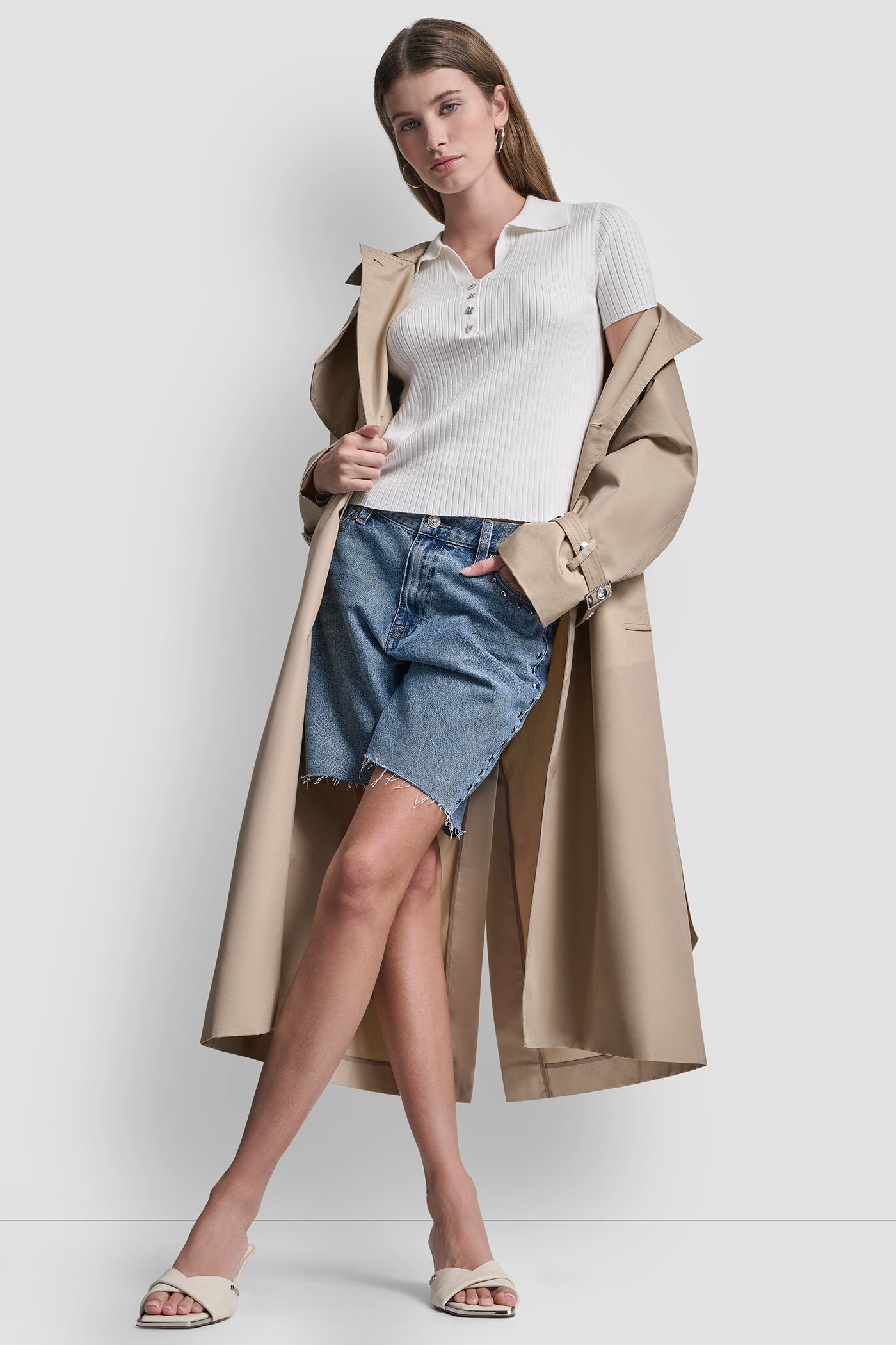 RIBBED POLO WITH RHINESTONE BUTTONS
