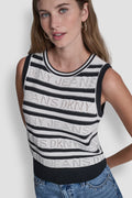 LOGO POINTELLE STRIPED SWEATER