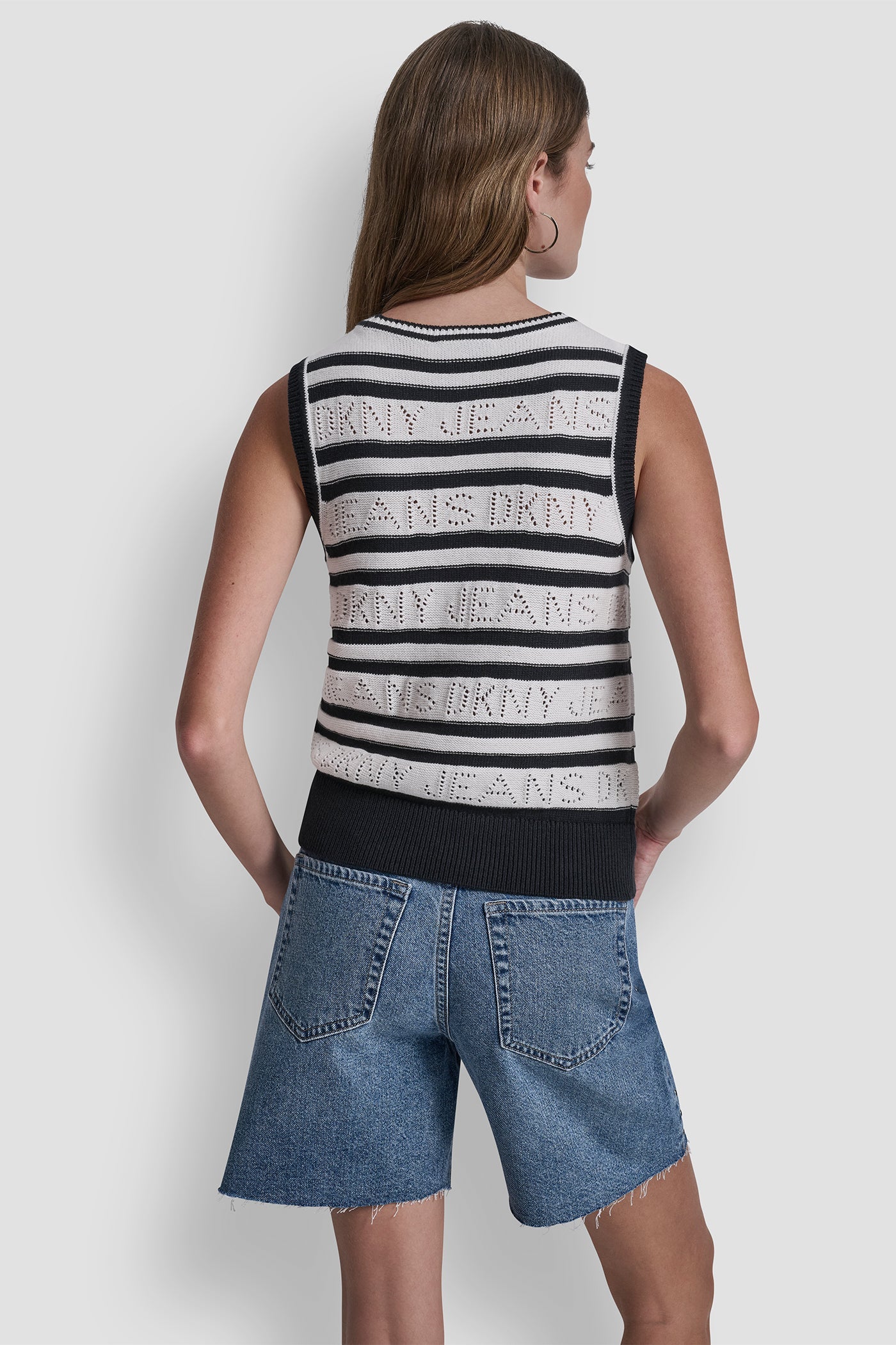 LOGO POINTELLE STRIPED SWEATER