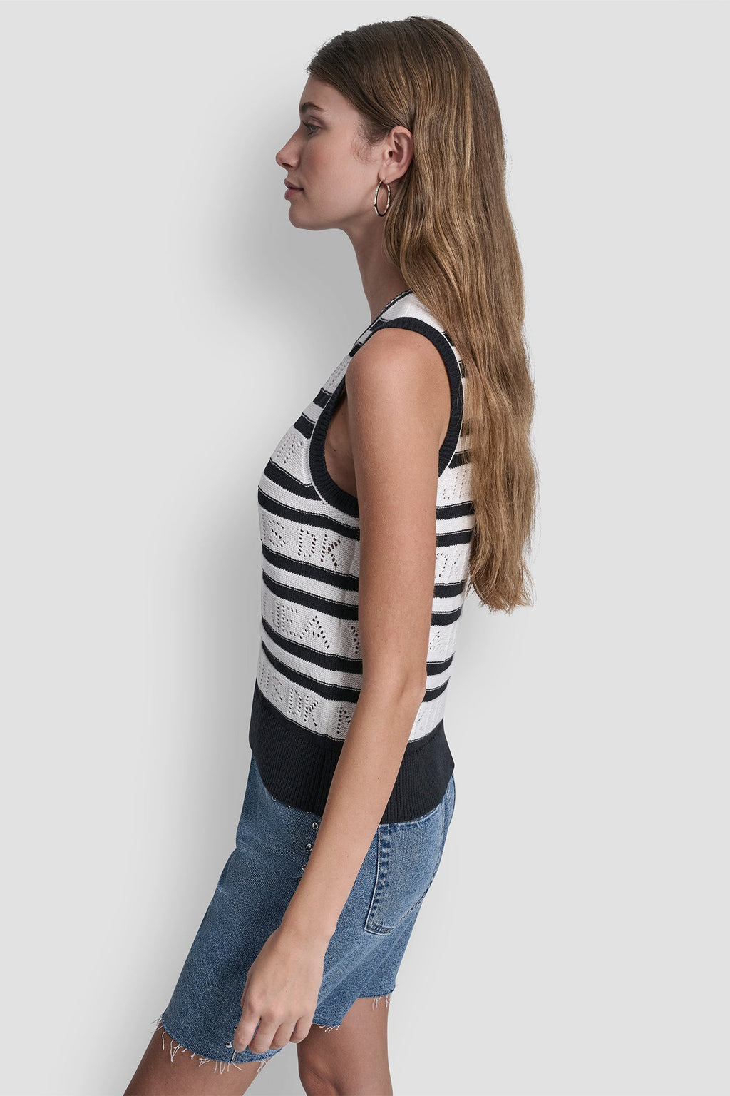 LOGO POINTELLE STRIPED SWEATER