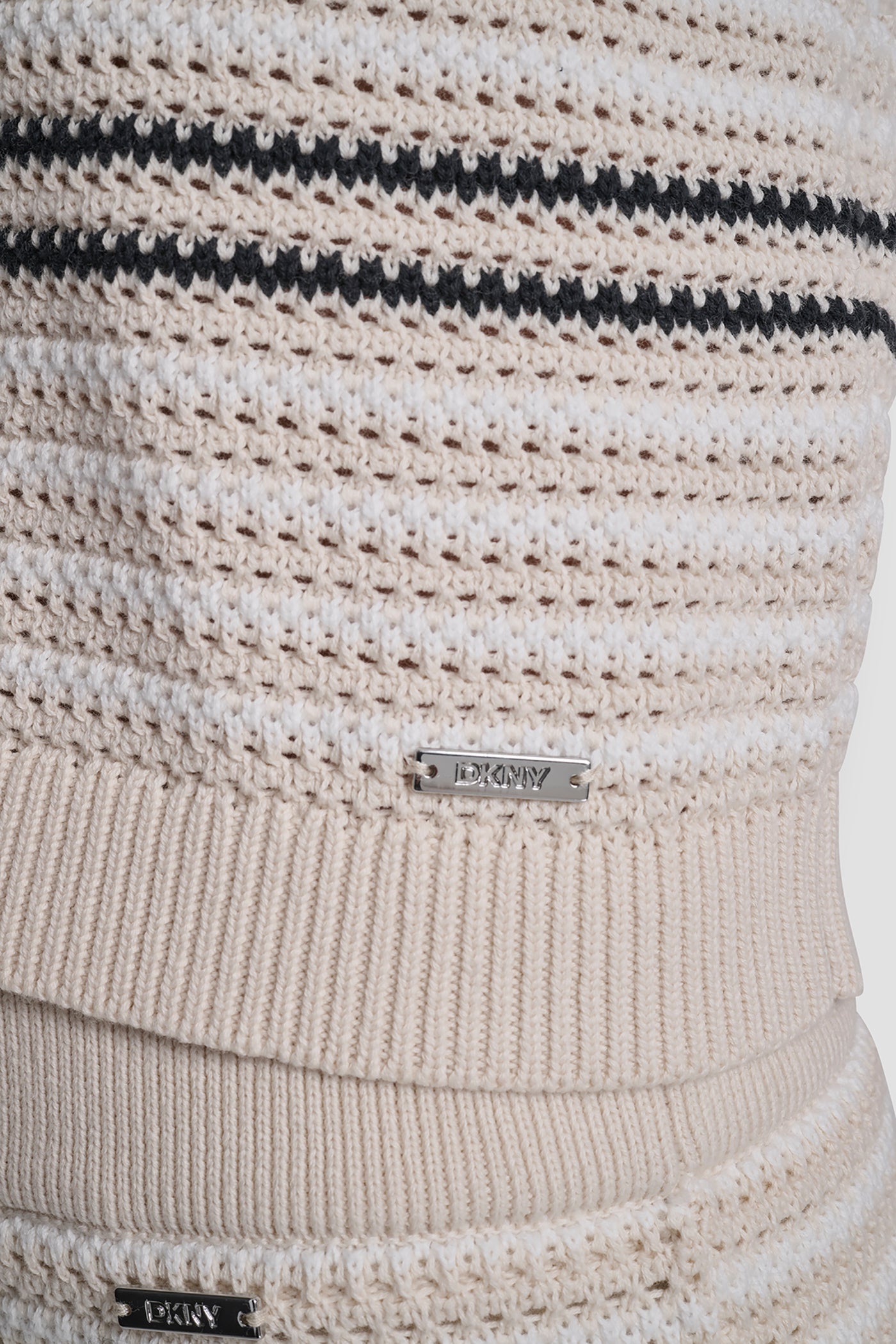STRIPED POINTELLE STITCH SWEATER