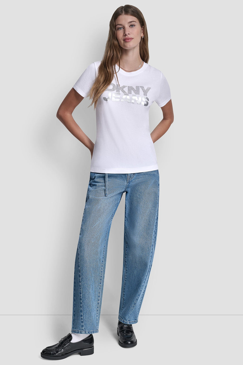 DKNY JEANS STACKED RHINESTONE TEE