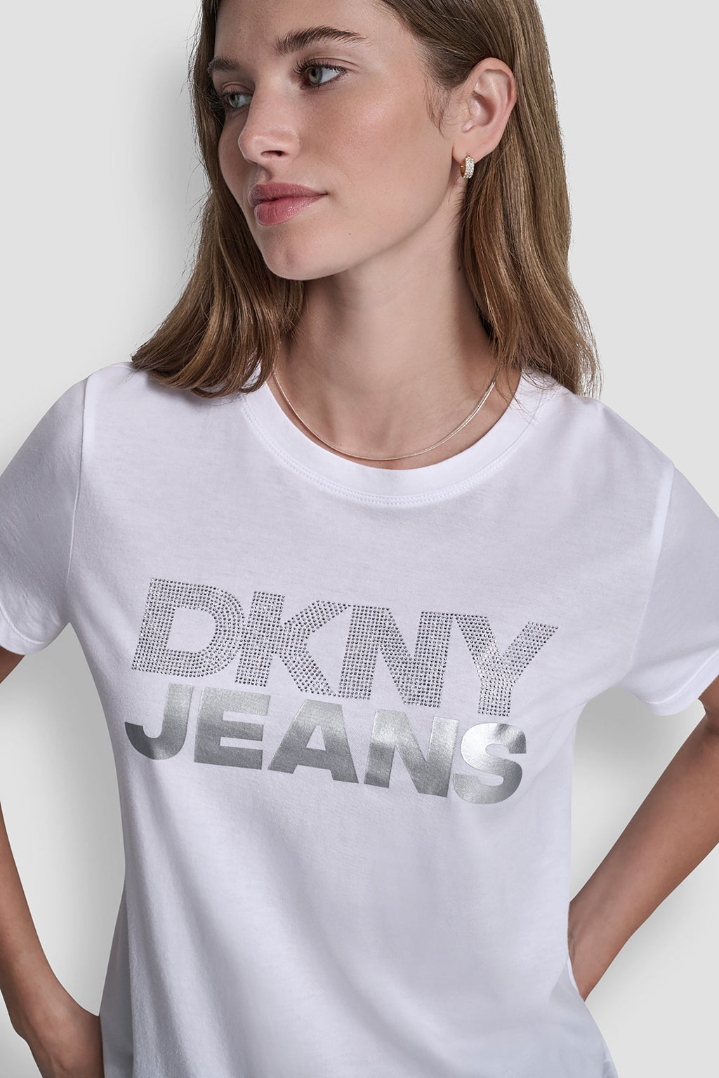 DKNY JEANS STACKED RHINESTONE TEE