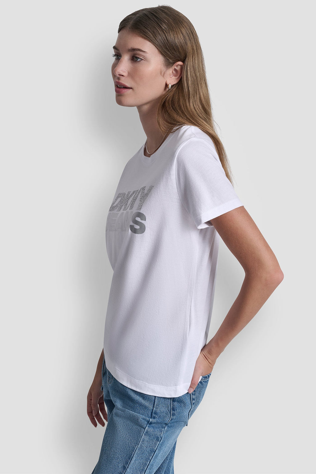 DKNY JEANS STACKED RHINESTONE TEE