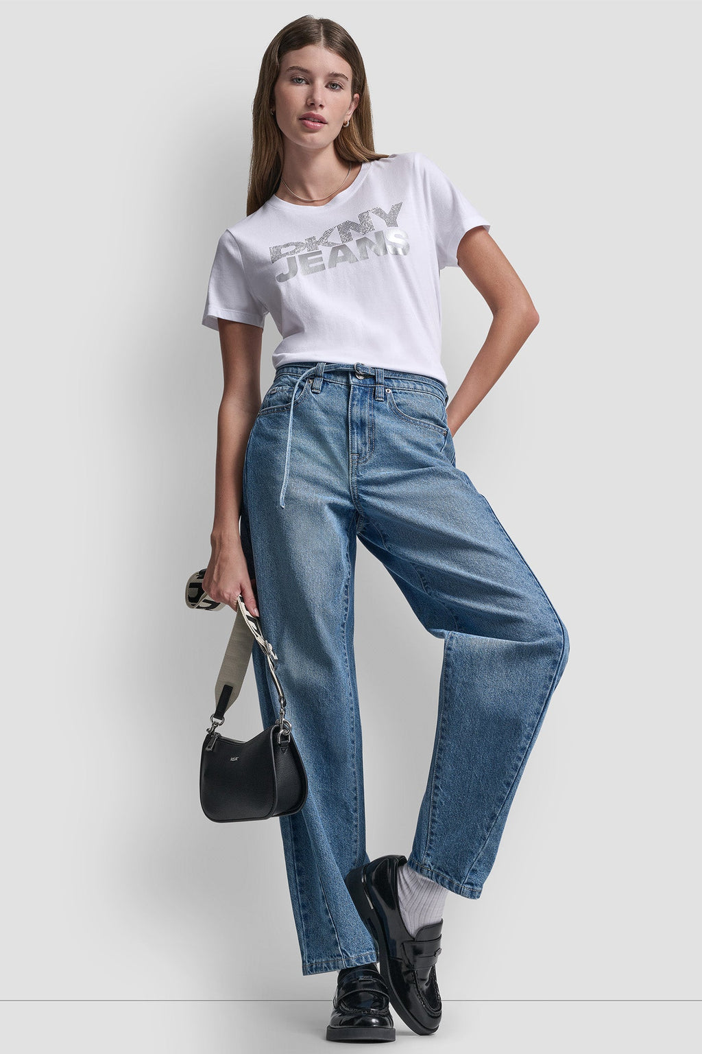 DKNY JEANS STACKED RHINESTONE TEE