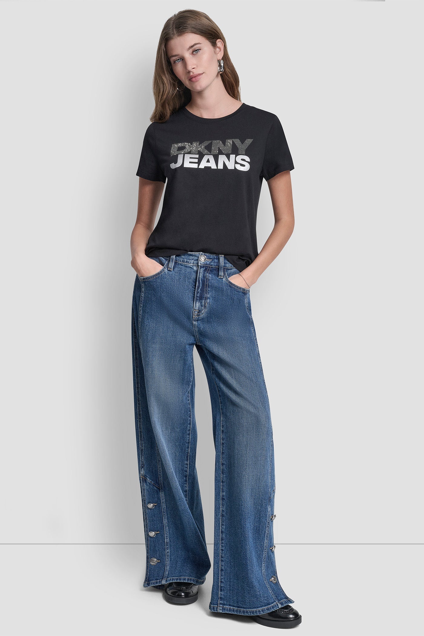 DKNY JEANS STACKED RHINESTONE TEE