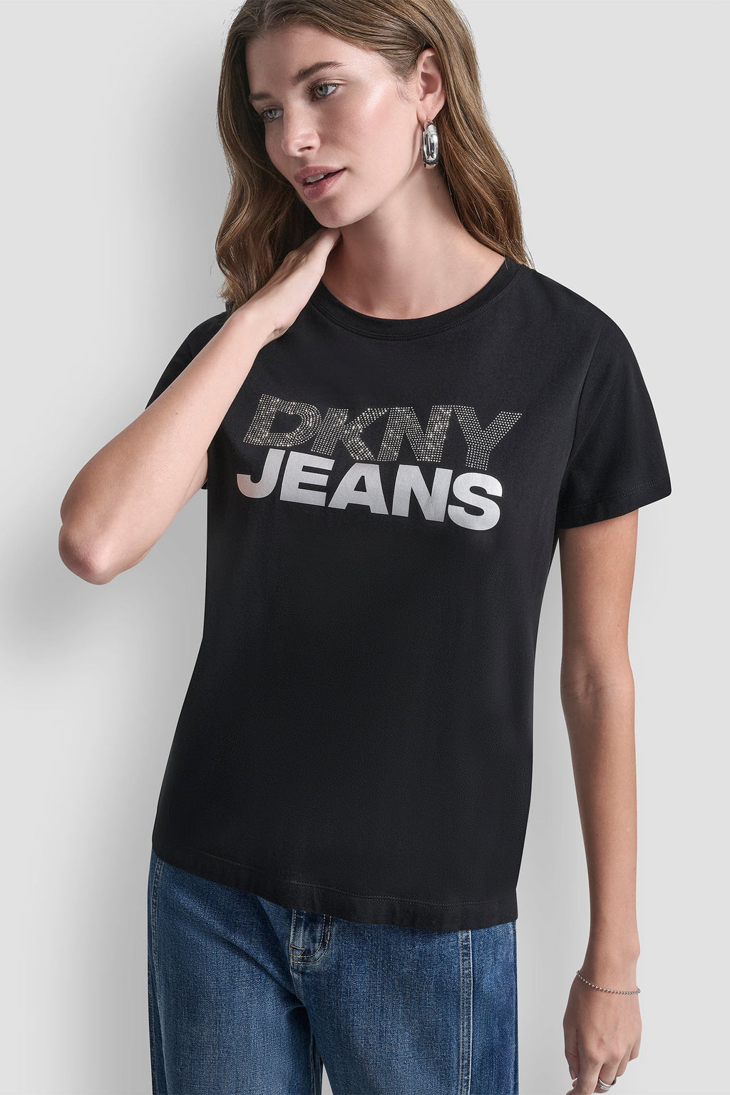 DKNY JEANS STACKED RHINESTONE TEE