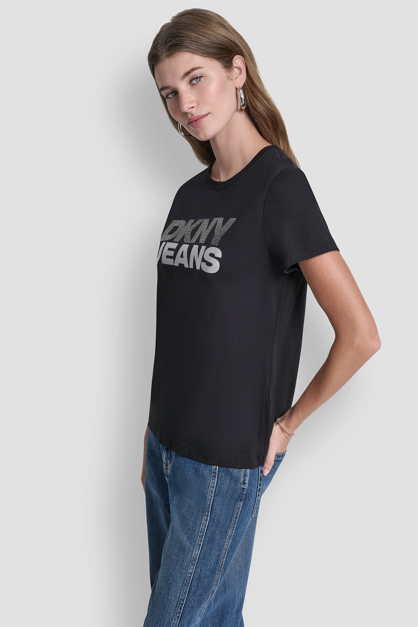 DKNY JEANS STACKED RHINESTONE TEE