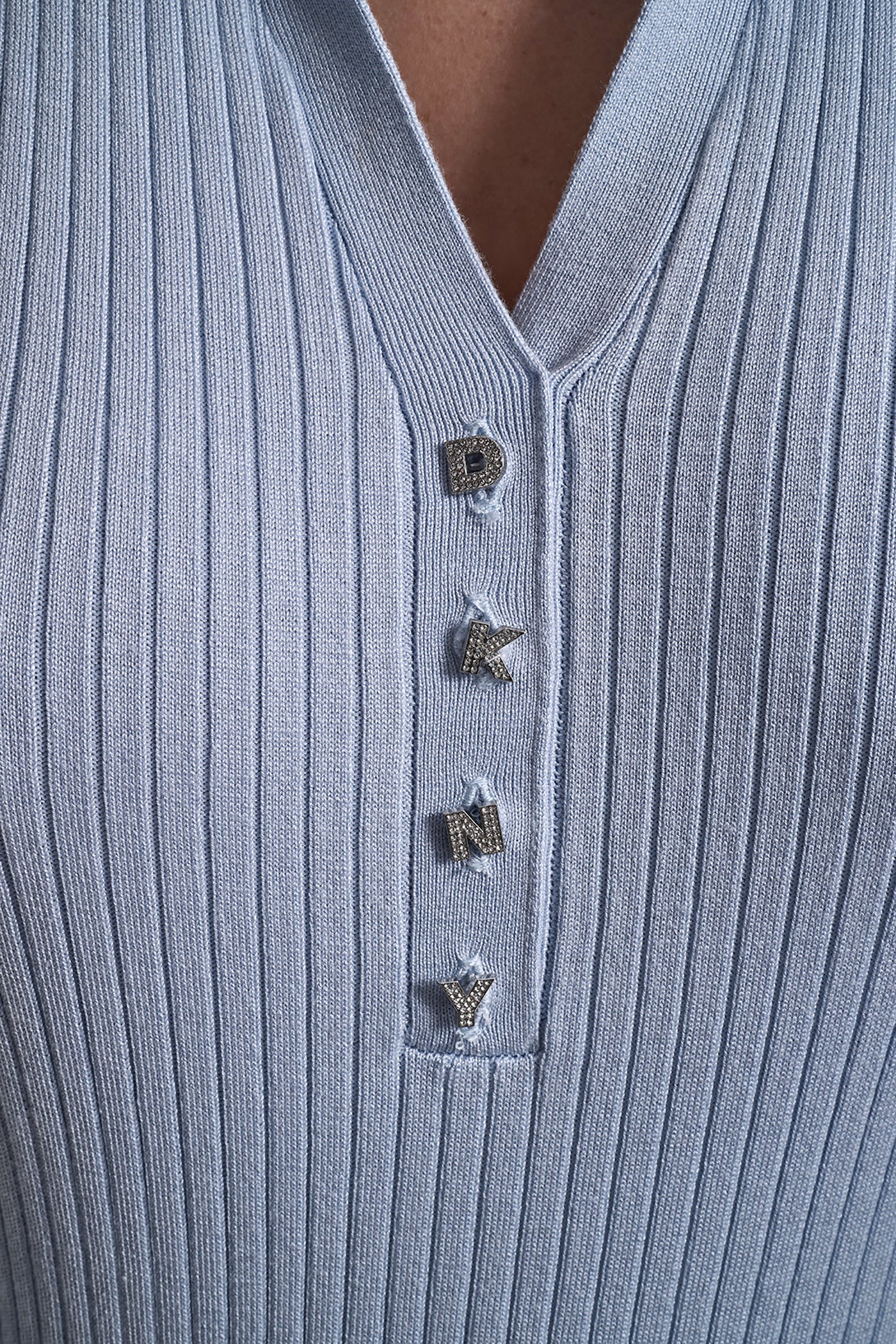 RIBBED POLO WITH RHINESTONE BUTTONS