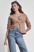 TUCK STITCH CREW NECK CARDIGAN