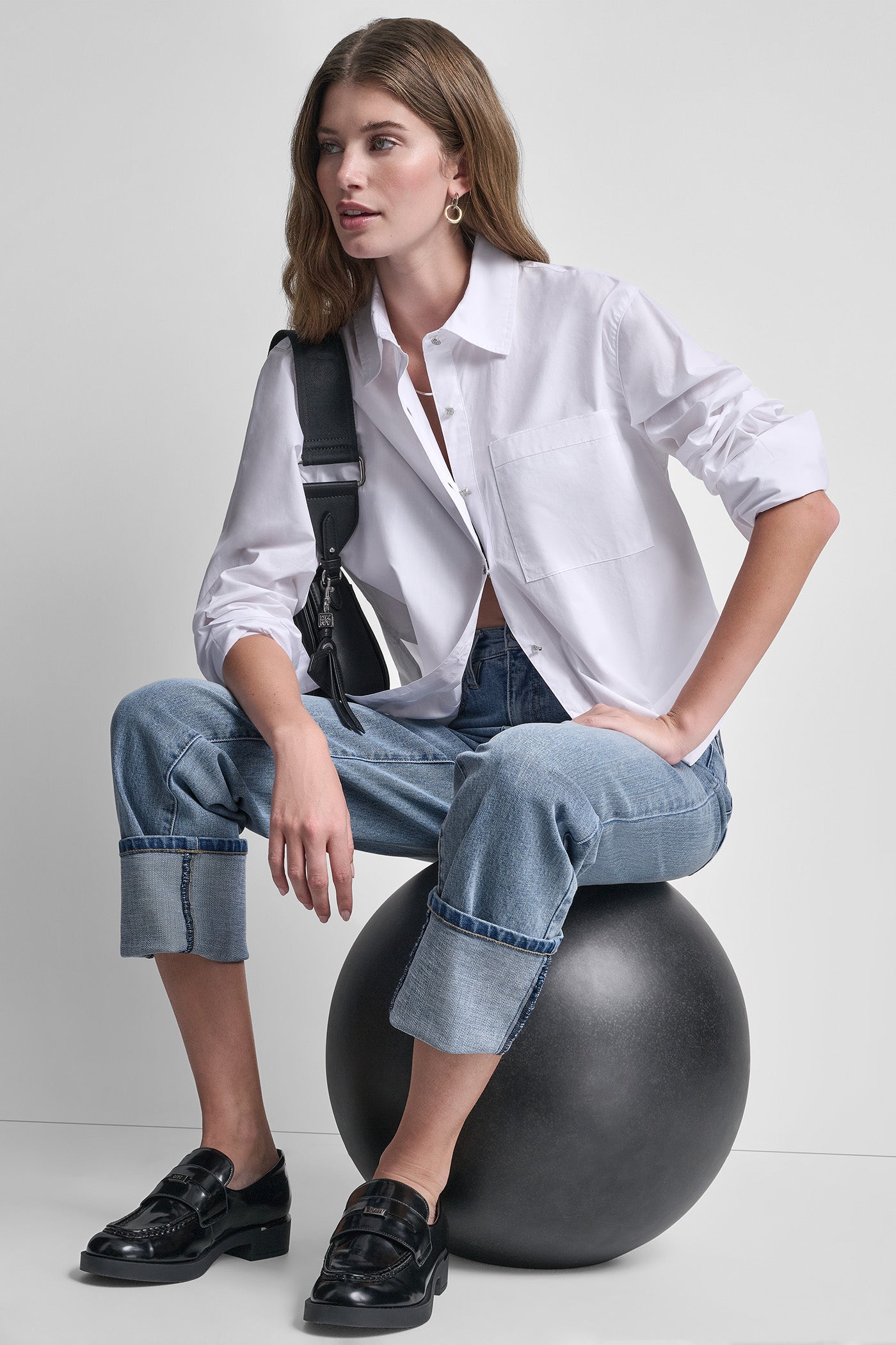 POPLIN SHIRT WITH RHINESTONE BUTTONS