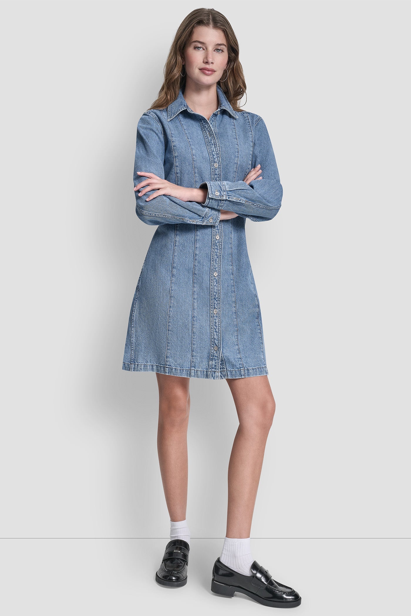 SEAMED A-LINE DRESS