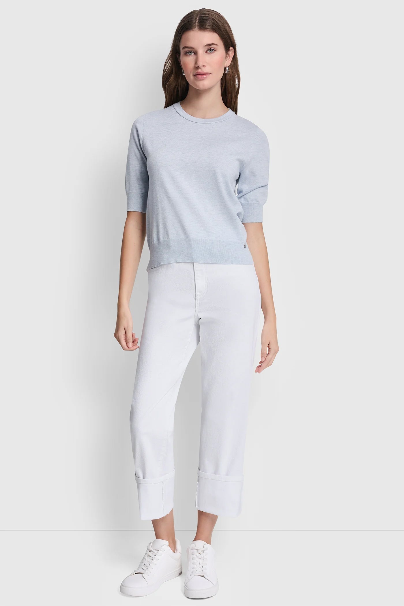 ELBOW SLEEVE CREW NECK SWEATER