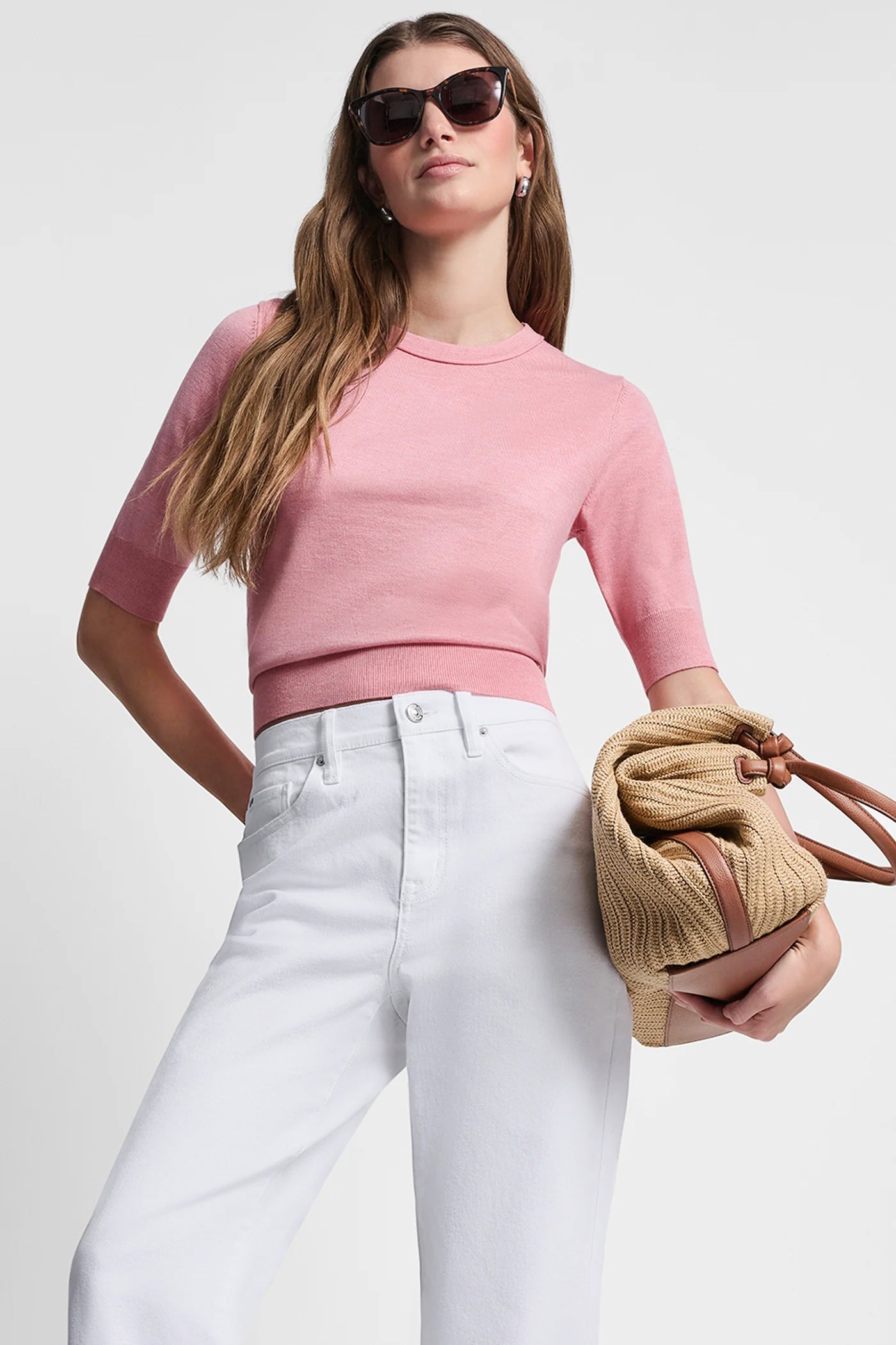 ELBOW SLEEVE CREW NECK SWEATER
