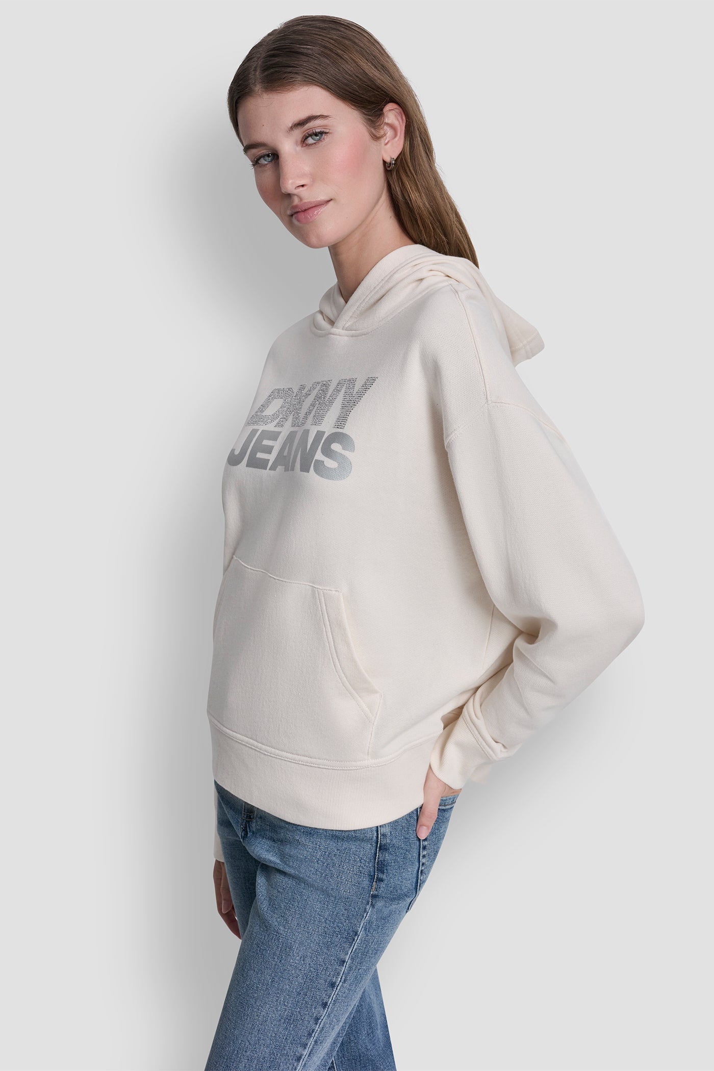STACKED RHINESTONE FOIL LOGO HOODIE