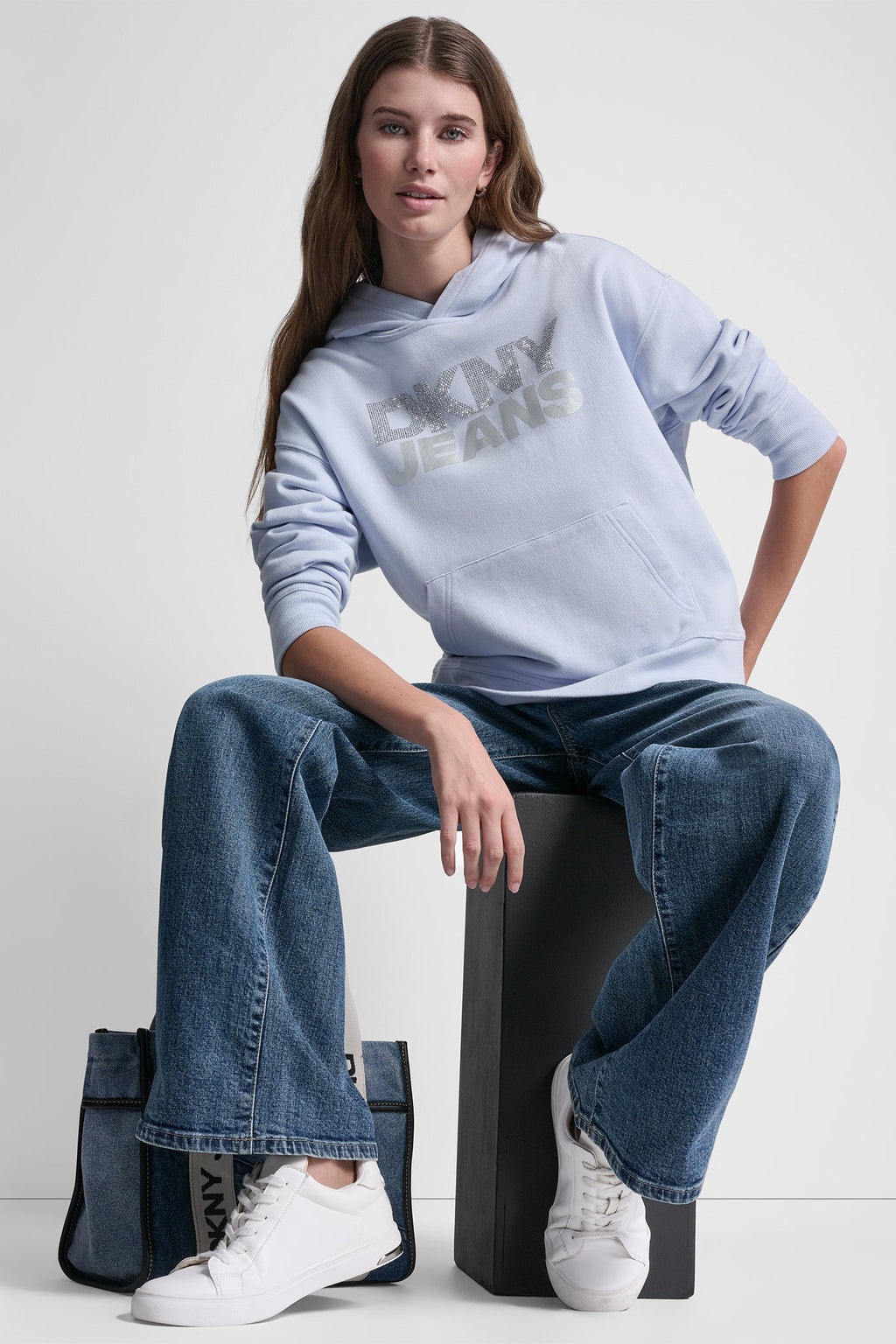 STACKED RHINESTONE FOIL LOGO HOODIE