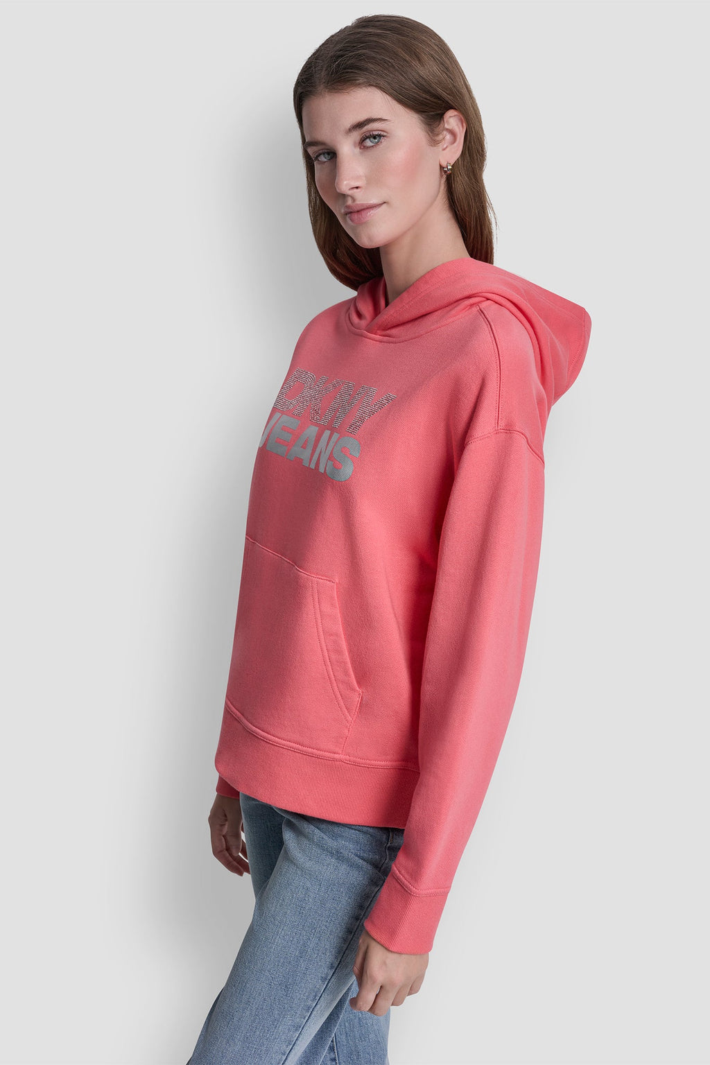 STACKED RHINESTONE FOIL LOGO HOODIE
