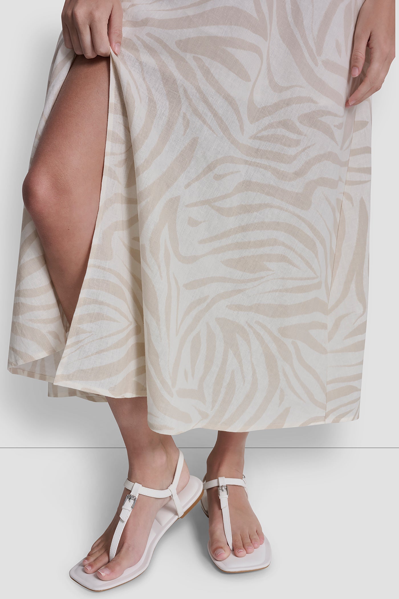 LINEN-BLEND TIE BACK MAXI DRESS