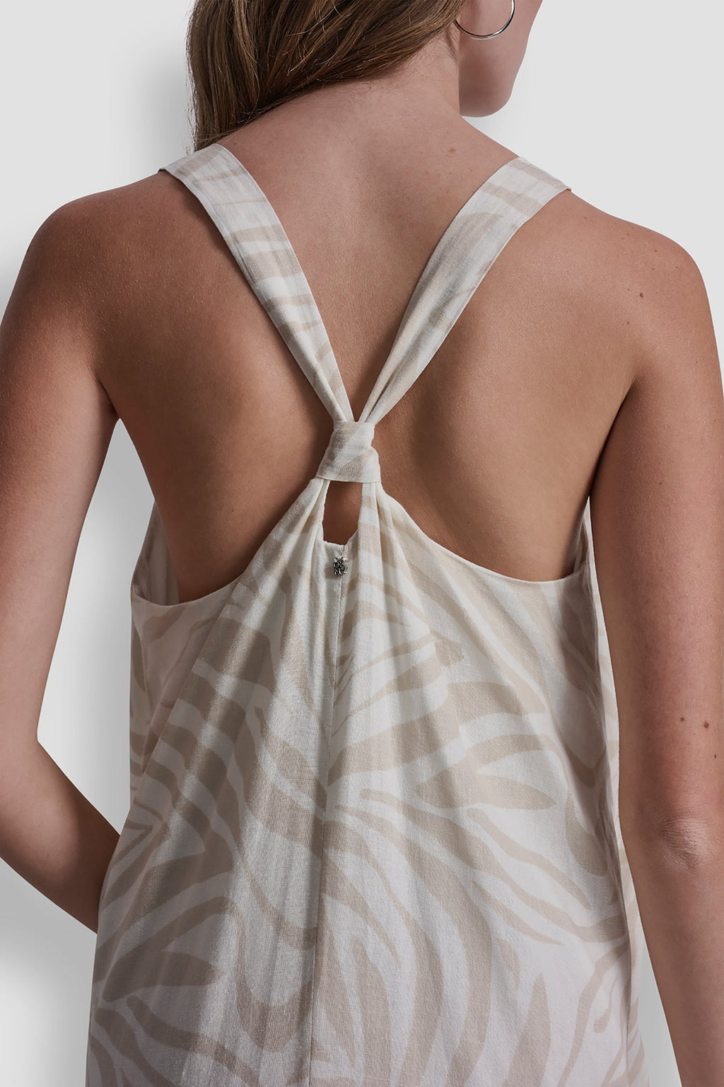 LINEN-BLEND TIE BACK MAXI DRESS