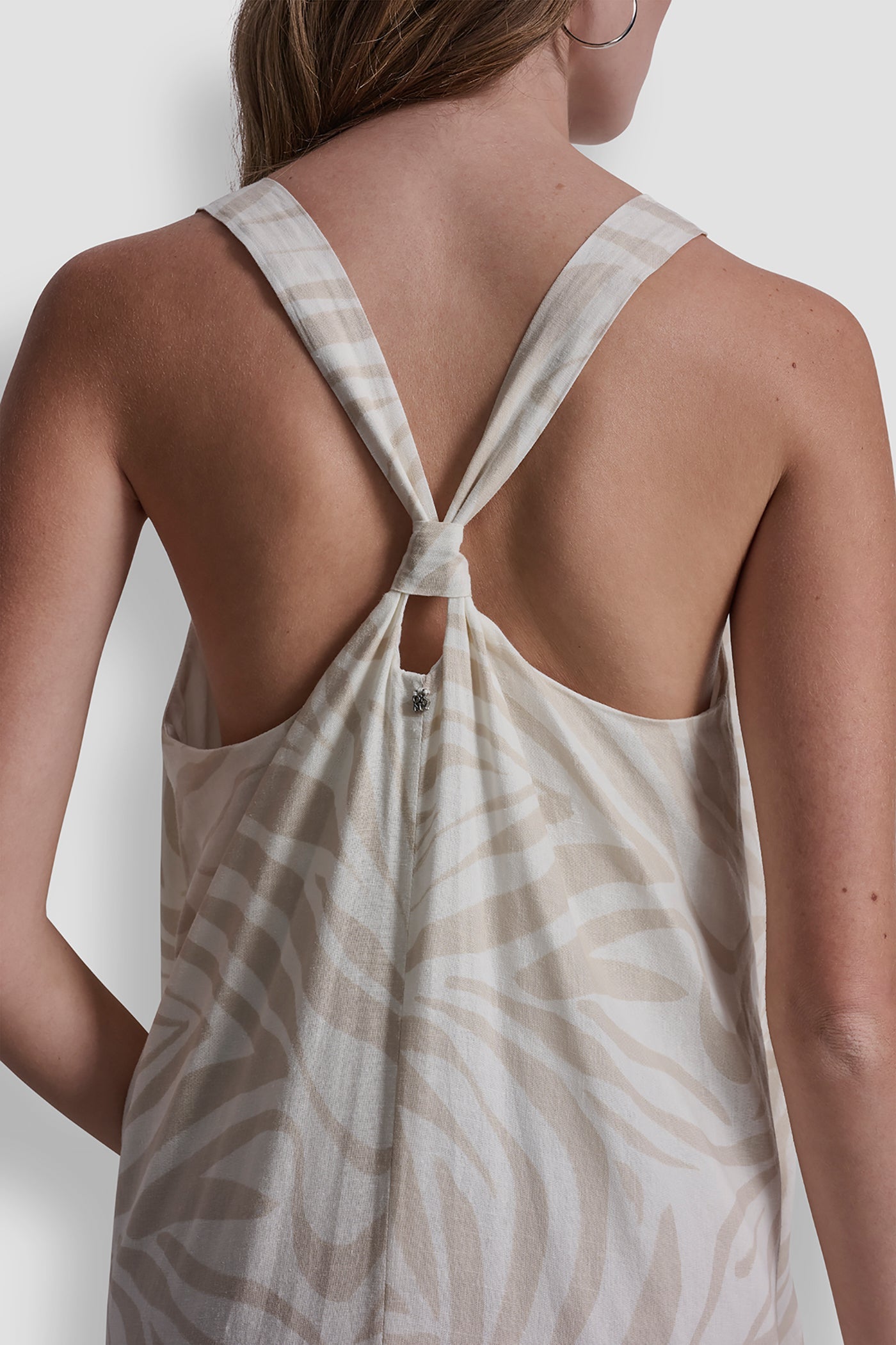 LINEN-BLEND TIE BACK MAXI DRESS