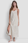 LINEN-BLEND TIE BACK MAXI DRESS