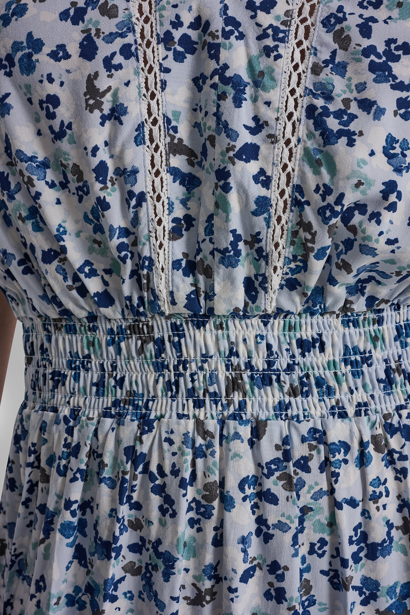 SMOCKED WAIST V-NECK DRESS