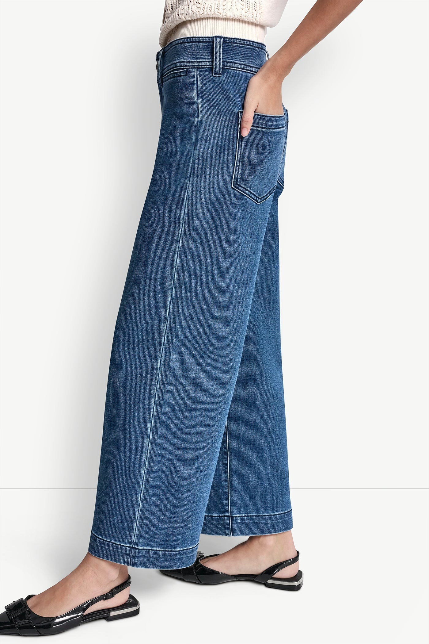 INDIGO TERRY CROPPED WIDE LEG