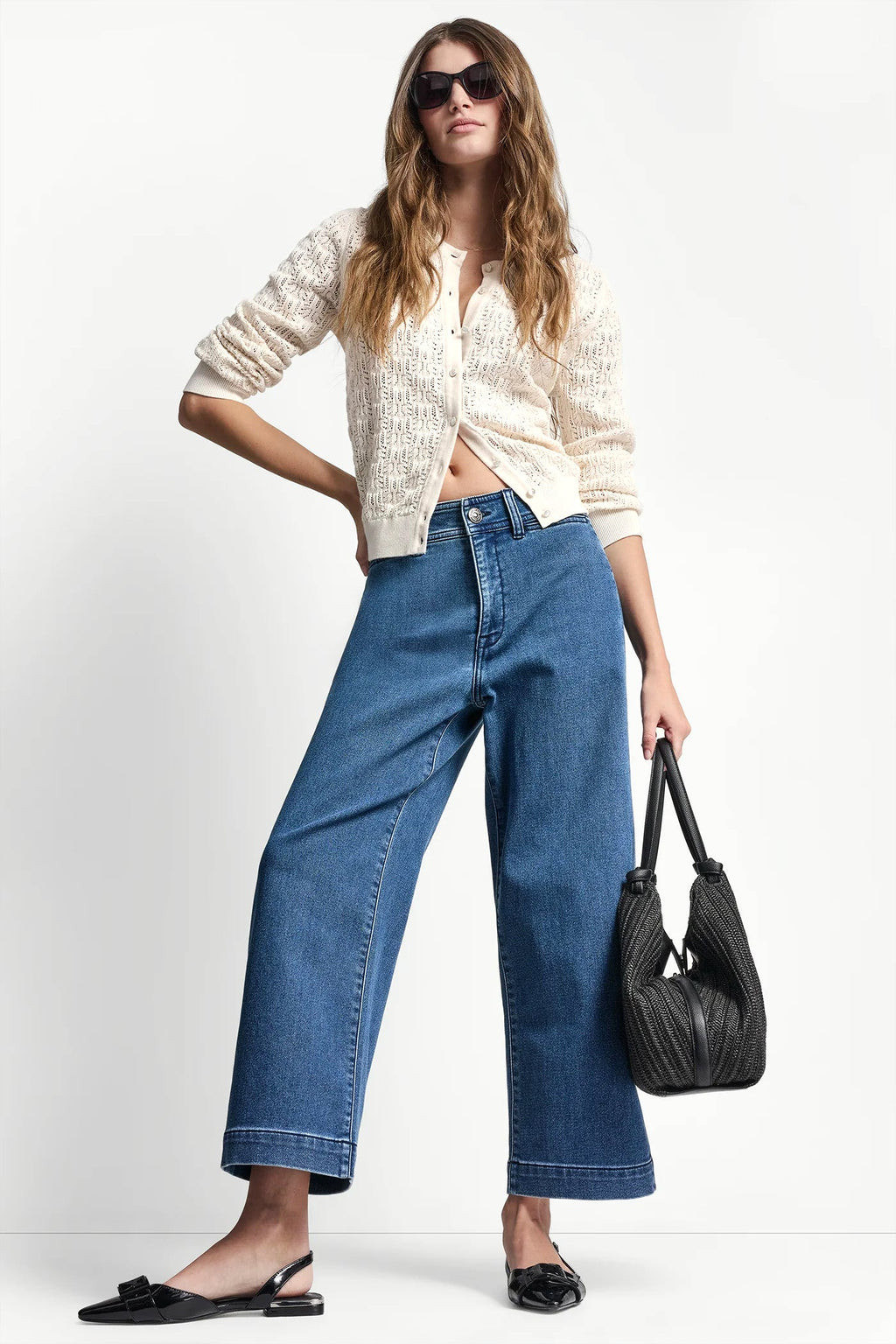 INDIGO TERRY CROPPED WIDE LEG
