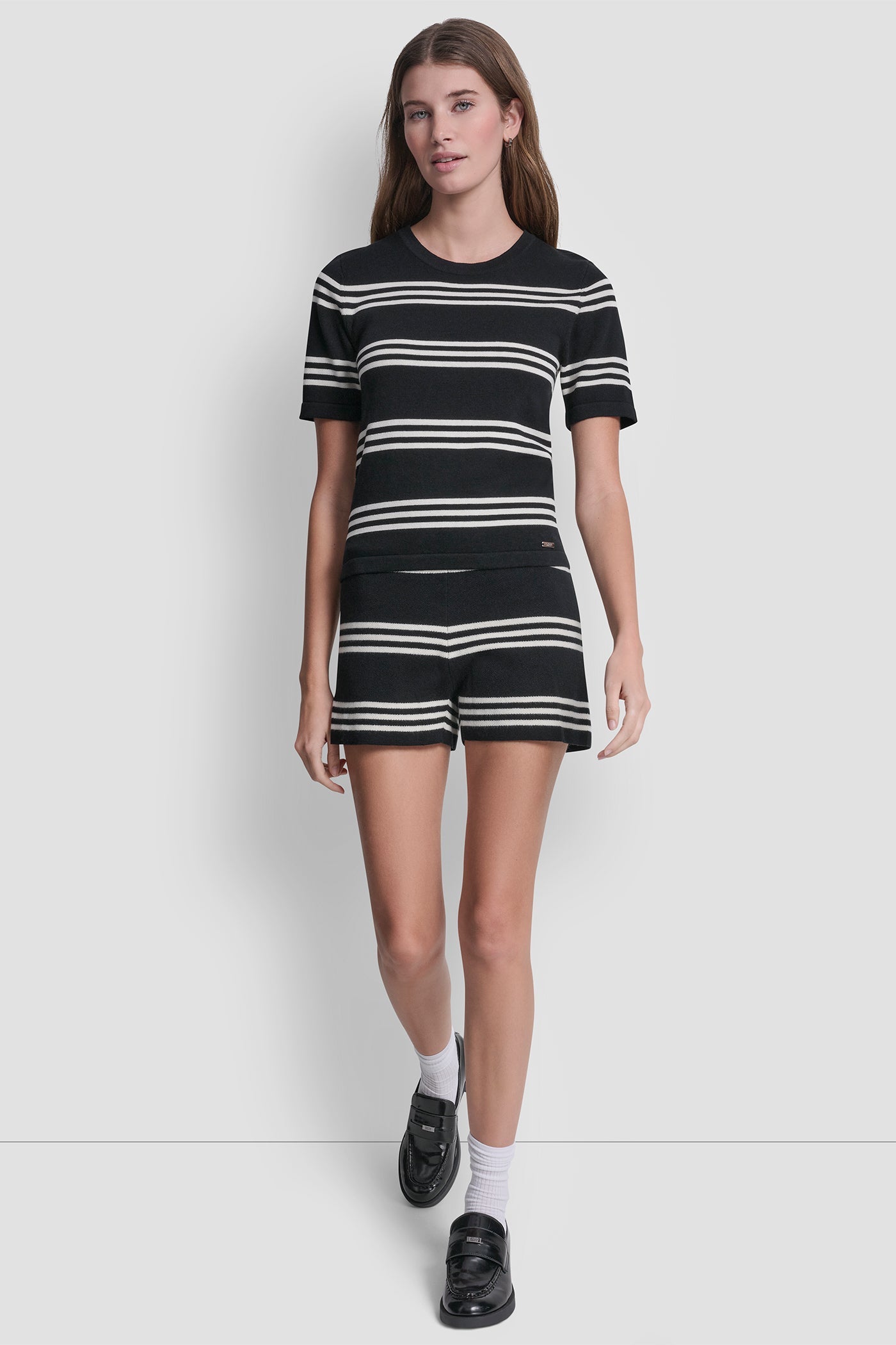 ELBOW SLEEVE STRIPED SWEATER