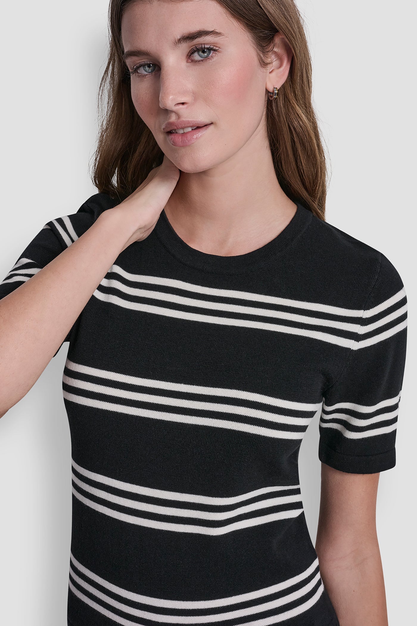 ELBOW SLEEVE STRIPED SWEATER