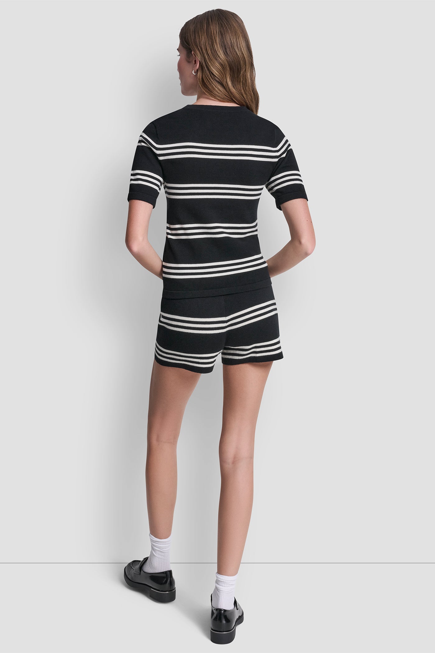 ELBOW SLEEVE STRIPED SWEATER