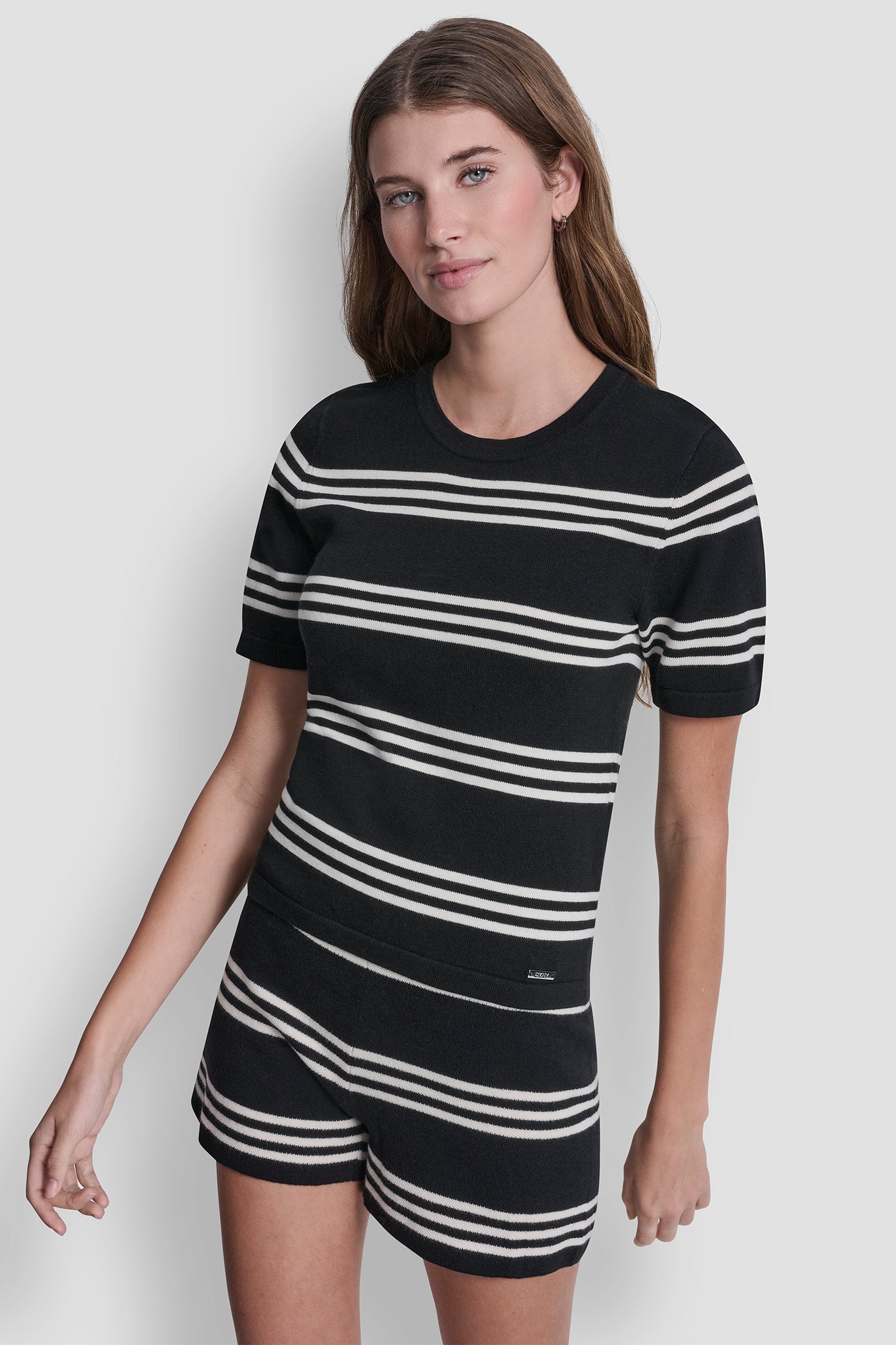 ELBOW SLEEVE STRIPED SWEATER