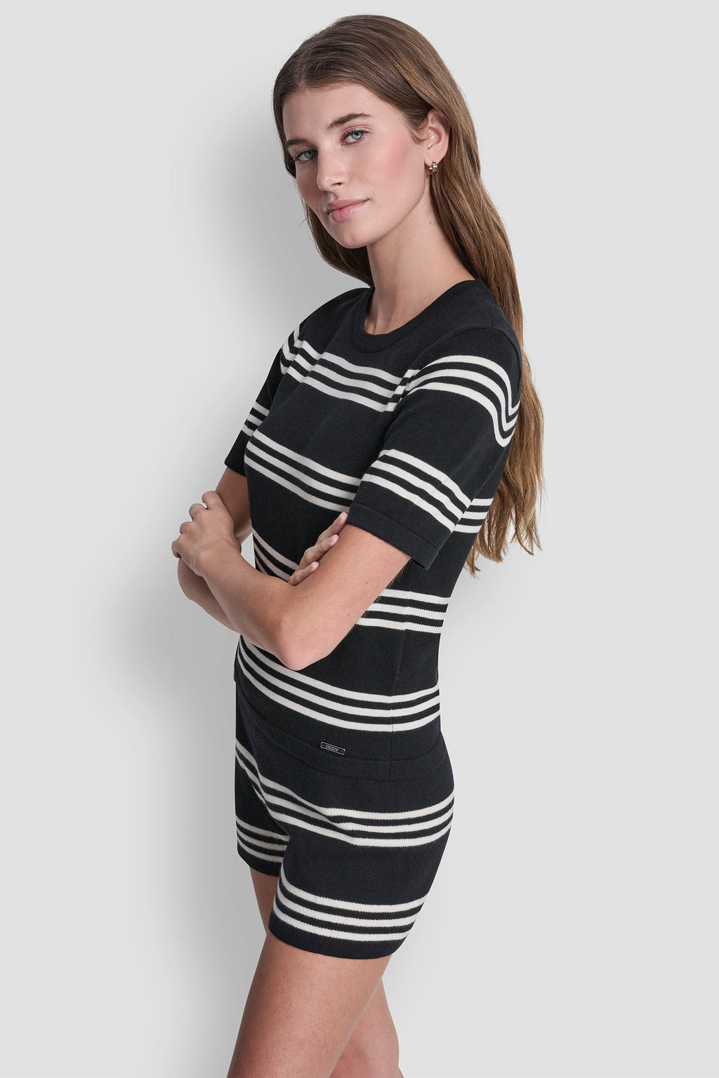ELBOW SLEEVE STRIPED SWEATER