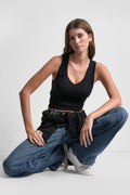 RHINESTONES V-NECK TANK