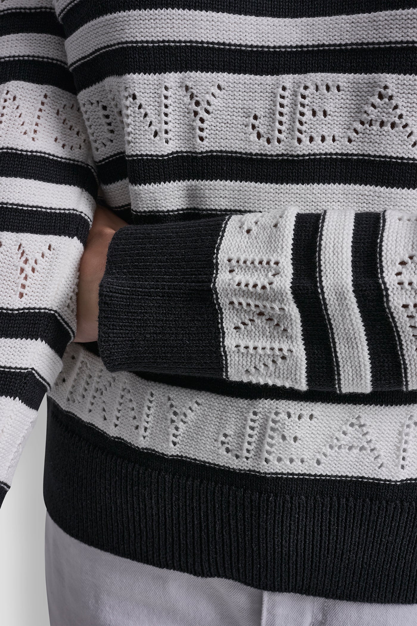 LOGO POINTELLE STRIPED SWEATER