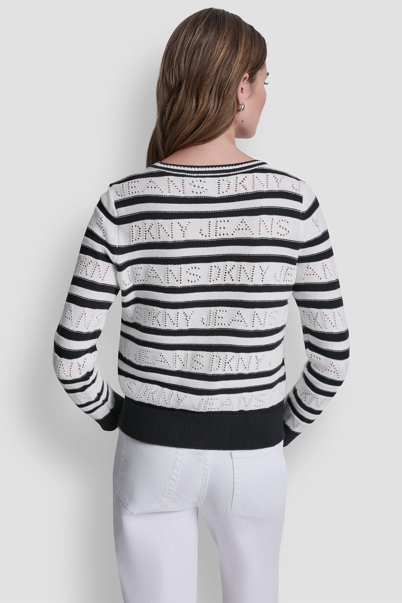 LOGO POINTELLE STRIPED SWEATER